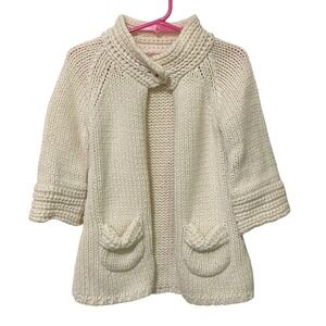 Lilly Wicket Girls One Button Cardigan 4T Cream Sweater Spring Fall Layering